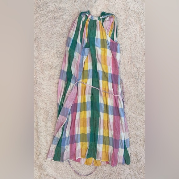 NWOT Mille Marilyn Plaid Pastel Midi Cotton Dress Pockets Resort Belt Sz S - Picture 6 of 9